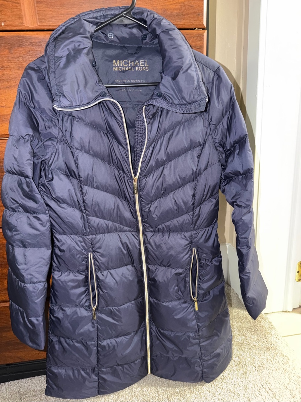 Michael Kors Blue Packable Down Jacket